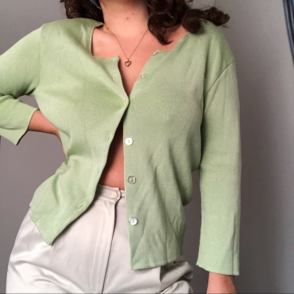 Mint green πβοΈπΏ ribbed buttoned cardigan - Picture 2 of 3